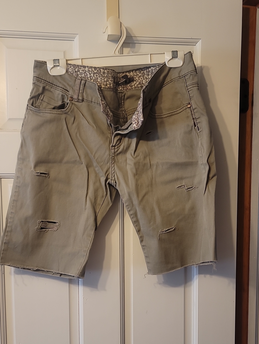Prana Men's Olive Green Distressed Denim Shorts